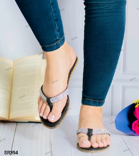 Sr394 -  Sandalia ribete de Brillos